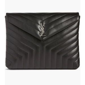 Saint Laurent Black Matelassé Loulou Document Holder